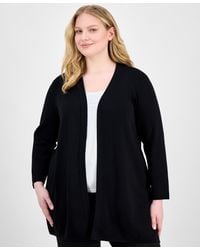 Anne Klein - Plus Size Open-front Long-sleeve Side-slit Cardigan - Lyst