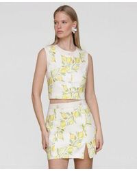 Avec Les Filles - Sleeveless Button Front Top Side Slit Miniskirt - Lyst