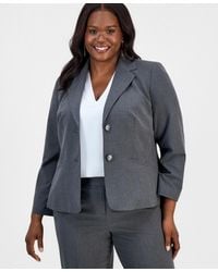 Kasper - Plus Size Washable Bi-stretch Notched-collar Two-button Blazer - Lyst