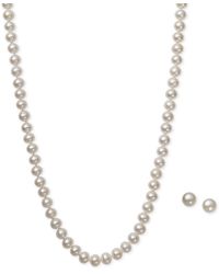 Macy's - White Cultured Freshwater Pearl (6mm) Necklace And Matching Stud (7-1/2mm) Earrings Set - Lyst