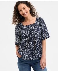 Style & Co. - Printed Cotton Square-neck Top - Lyst
