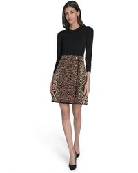 Eliza J - 3/4-sleeve Button Detail Sweater Knit Dress - Lyst