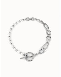 Uno De 50 - Sterling Metal Alloy And Cultivated Pearl Links Necklace - Lyst
