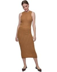 DKNY - Crewneck Cable Pointelle Stitch Sleeveless Sweater Midi Skirt - Lyst