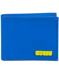 guess men's leather slim bifold wallet