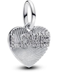 PANDORA - Engravable Love Heart Dangle Charms - Lyst