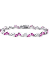 Macy's - Lab-created Pink Sapphire & Polished Marquise Link Bracelet (9-1/2 Ct. T.w.) - Lyst