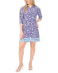 Msk - Petite Printed Collared Neck Shift Dress - Lyst