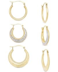 Macy's - 3-pc Set Small Hoop Earrings In 10k Gold - Lyst