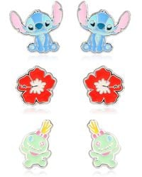 Disney - Lilo And Stitch Experiment 626 Silver Plated Stud Earring Set - Lyst