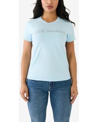 True Religion - Short Sleeve Ombre Crystal Arch Logo T-shirt - Lyst