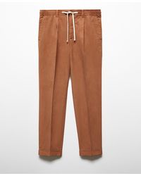 Mango - Linen-blend Slim-fit Drawstring Pants - Lyst
