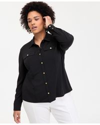 INC International Concepts - Plus Size Flap-pocket Knit Shirt - Lyst