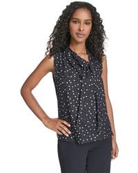 Calvin Klein - Textured Tie Neck Top - Lyst