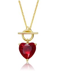 Genevive Jewelry - Sterling Silver 14k Gold Plated Necklace - Lyst