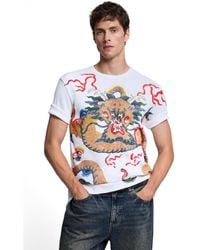 Desigual - Dragon-print Crew Neck Short-sleeve T-shirt - Lyst