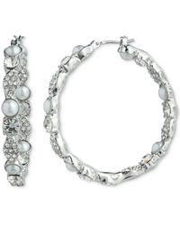 Givenchy - Silver-tone Medium Crystal & Imitation Pearl Hoop Earrings - Lyst