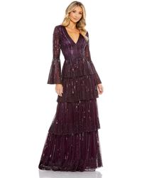 Mac Duggal - Embellished Bell Sleeve Tiered Gown - Lyst