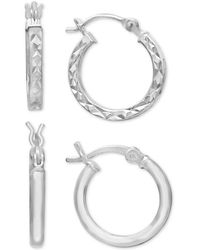 Giani Bernini - 2-pc. Set Polished & Textured Hoop Earrings - Lyst
