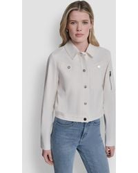 DKNY - Collared Twill Trucker Jacket - Lyst