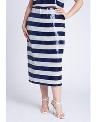 Eloquii - Plus Size Sequin Striped Midi Skirt - Lyst