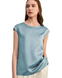 LILYSILK - Basic Cap Sleeves Silk Tee - Lyst