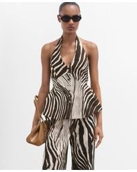 Mango - Zebra-print Linen Vest - Lyst