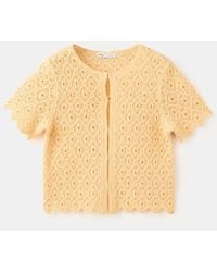 Mango - Scalloped Open-knit Cardigan - Lyst