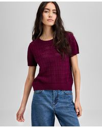 And Now This - Crewneck Pointelle Short-sleeve Sweater - Lyst