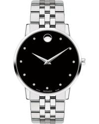 Movado - Swiss Museum Classic Diamond-accent Stainless Steel Bracelet Watch 40mm - Lyst