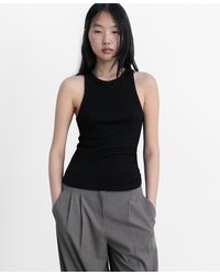 Mango - Fine Ribbed Knit Top - Lyst