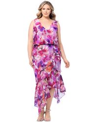 Xscape - Plus Size Floral Blouson High-low Dress - Lyst