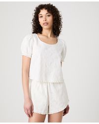 French Connection - Eyelet Puff-sleeve Top - Lyst