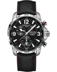 Certina - Swiss Chronograph Ds Podium Leather Strap Watch 44mm - Lyst