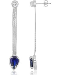 Macy's - Created White Sapphire And Created Blue Sapphire Herringbone Chain Dangling Earrings - Lyst