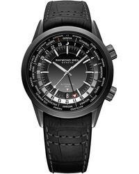 Raymond Weil - Swiss Automatic Freelancer Gmt Leather Strap Watch 41mm - Lyst