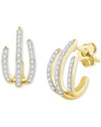 Macy's - Diamond Triple Row huggie Hoop Earrings (1/3 Ct. T.w. - Lyst