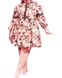 Eloquii - Plus Size Lace Detail Mini Dress - Lyst