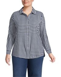 Lands' End - Plus Size Flannel Boyfriend Long Sleeve Shirt - Lyst