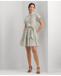 Lauren by Ralph Lauren - Striped Cotton Broadcloth Shirtdress - Lyst
