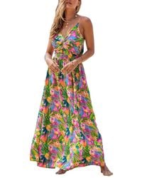 CUPSHE - Tropical Floral Twist & Keyhole Maxi Beach Dress - Lyst