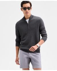 Alfani - Long Sleeve Textured Quarter-zip Sweater - Lyst