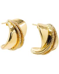 By Adina Eden - Pave Double Strand Fluid 14k -plated Stud Earring - Lyst
