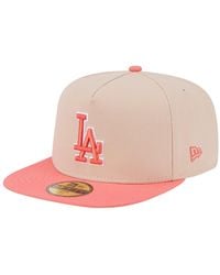 KTZ - Light Beige/coral Los Angeles Dodgers Two-tone Color Pack A-frame 59fifty Fitted Hat - Lyst