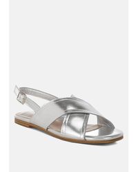 Rag & Co - Kanon Metallic Pleather Criss-cross Flats - Lyst