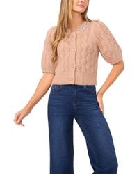 Cece - Short-sleeve Rhinestone Cardigan Sweater - Lyst