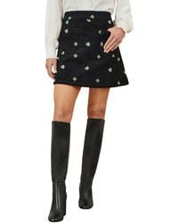 Yumi' - Flower Embroidered Cord Mini Skirt - Lyst