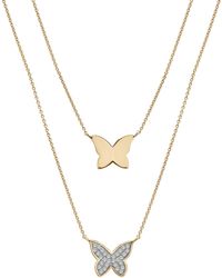 Wrapped in Love - Diamond Pave & Polished Butterfly Layered Pendant Necklace (1/6 Ct. T.w. - Lyst