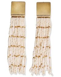 INK+ALLOY - Ink+alloy Harlow Brass Top Solid With Gold Stripe Beaded Fringe Earrings - Lyst