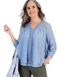 Style & Co. - 3/4-sleeve Embroidered Lace Top - Lyst